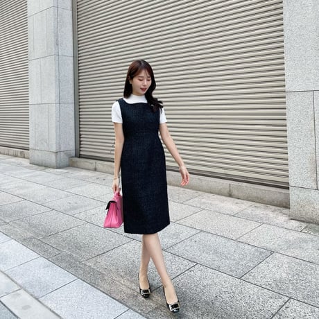 MADE TWEED DRESS / black