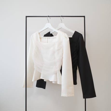 【9/17~再受注予約】front tulle peplum blouse
