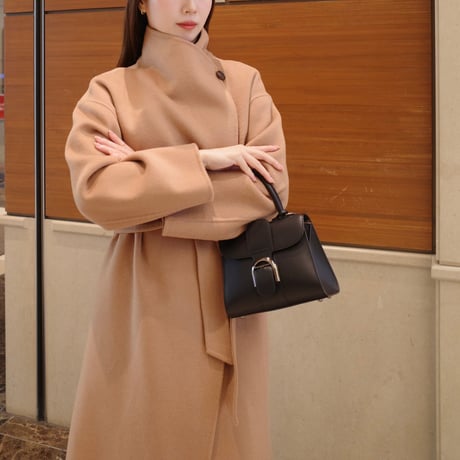 cashmere wool shawl long coat / camel