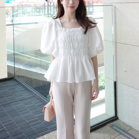 【6/4~再受注予約】gathering puff blouse(white)
