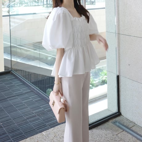 【6/4~再受注予約】gathering puff blouse(white)