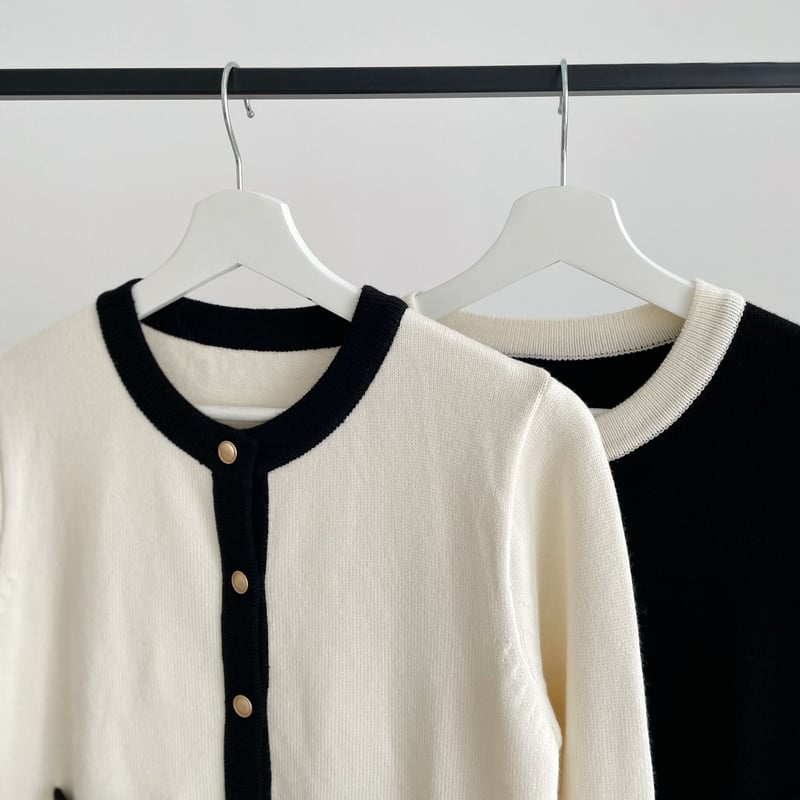 bicolor button knit cardigan | ENEU
