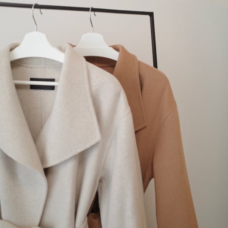 cashmere wool shawl long coat / oatmeal