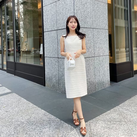 MADE TWEED DRESS / ivory