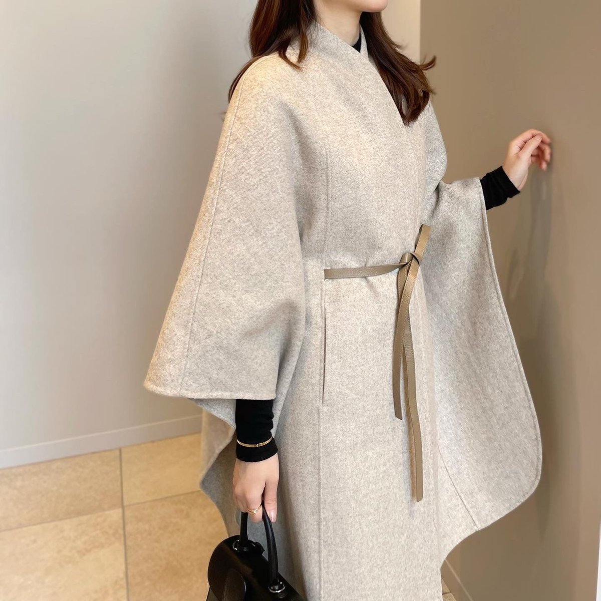 Handmade herringbone cape coat