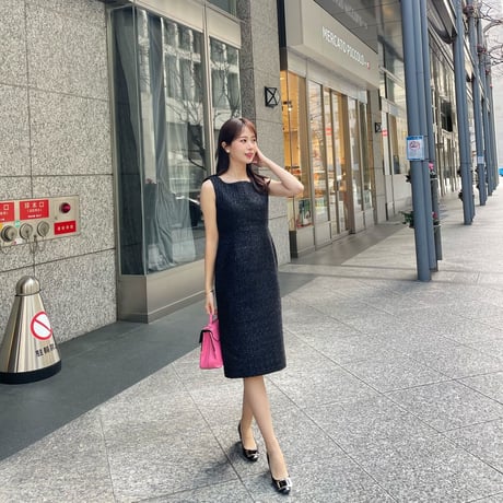 MADE TWEED DRESS / black