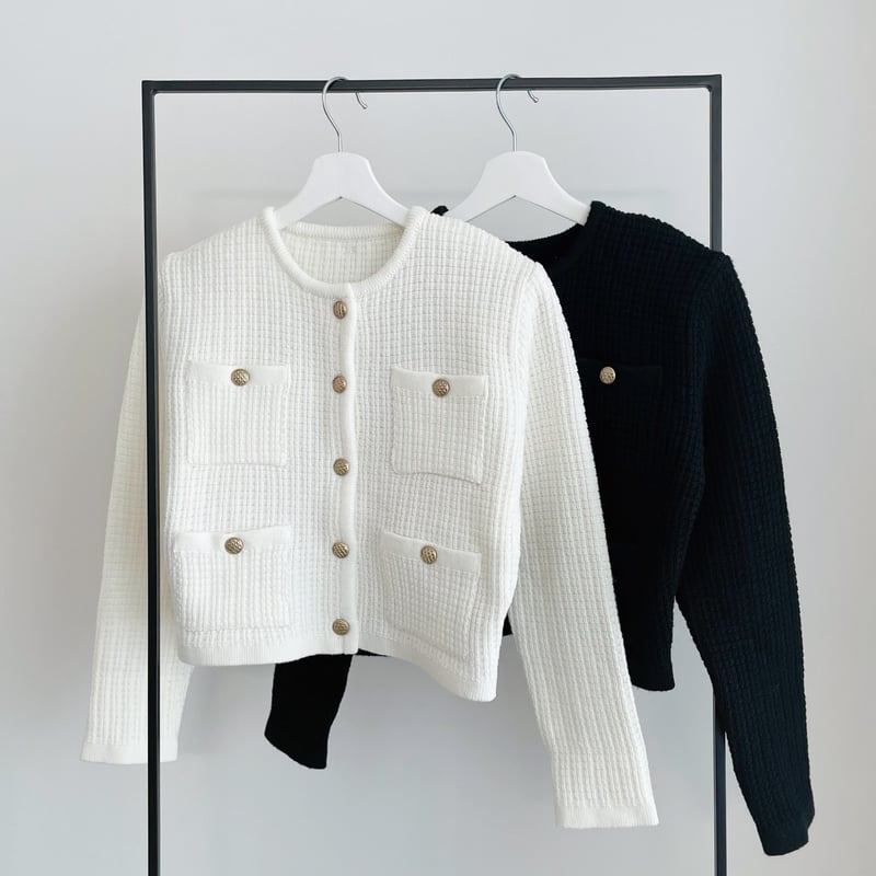 waffle button knit cardigan | ENEU