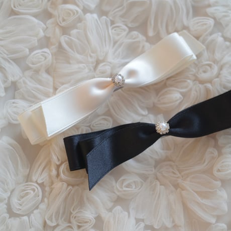 【3/30再入荷】point bijou ribbon barrette