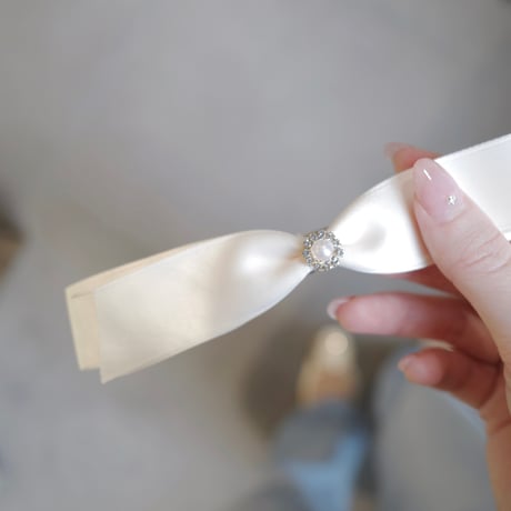 【3/30再入荷】point bijou ribbon barrette