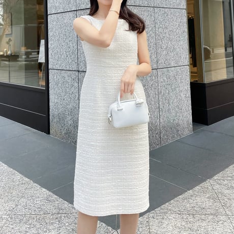 MADE TWEED DRESS / ivory