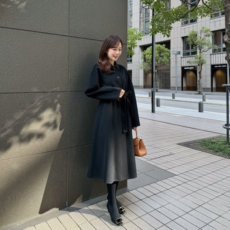 cashmere wool flare long coat