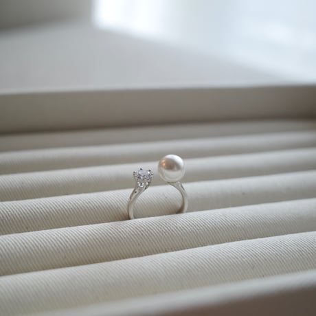 【10/8~再受注予約】pearl×cubic ring