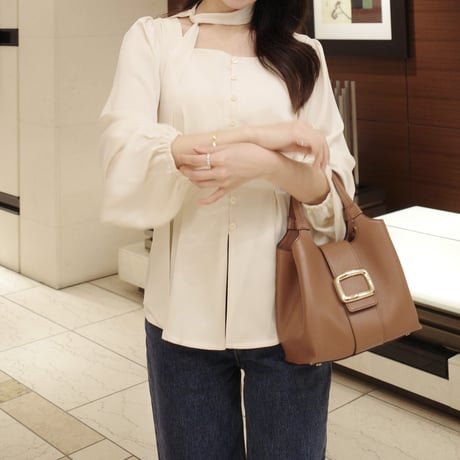 【10/1~再受注予約】balloon sleeve bowtie blouse