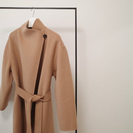 cashmere wool shawl long coat / camel