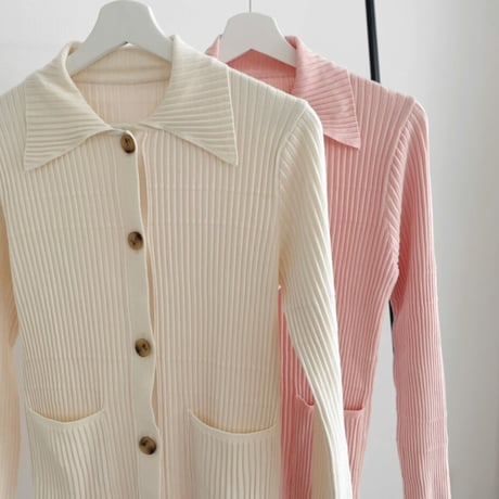 collar ribknit long cardigan
