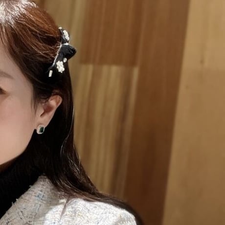 velvet ribbon bijou hair clip