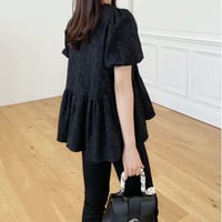 MADE’ jacquard peplum blouse / black