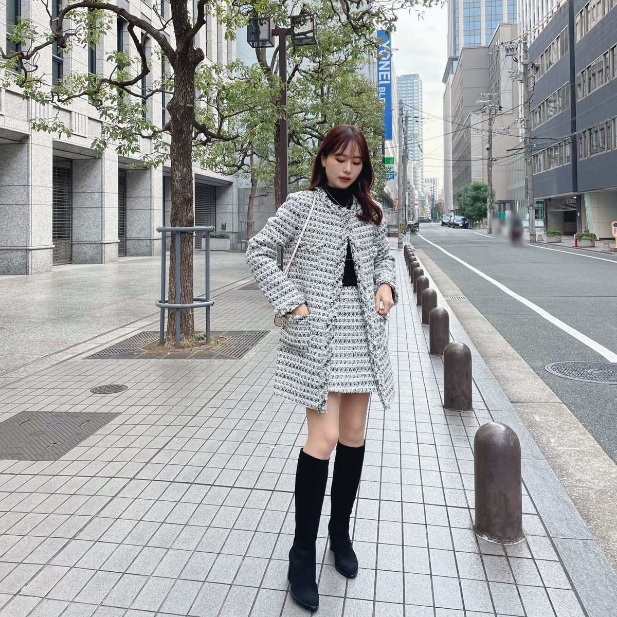 新品未使用　enue mix tweed jacket mix tweed middle jacket | ENEU