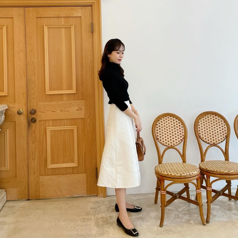 flower jacquard a-line skirt / ivory | ENEU