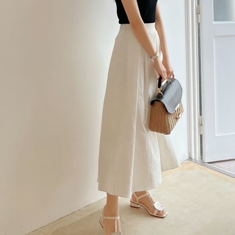 MADE’ jacquard tuck flare skirt / white