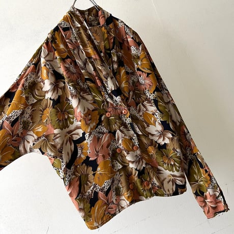 Euro Vintage Botanical Pattern Double-Breasted Shirt
