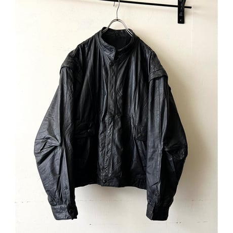 90's 2 way Design Zip-up Leather JKT (made in Germany)