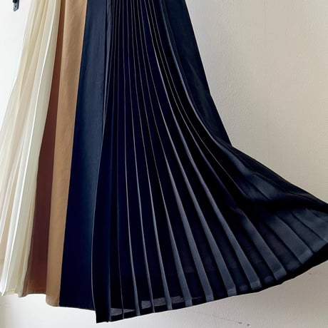 Tri-color Switch Design Pleats Long Skirt