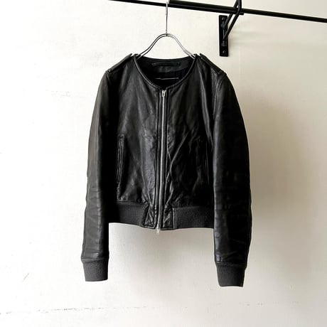 Old No Collar Short Leather JKT