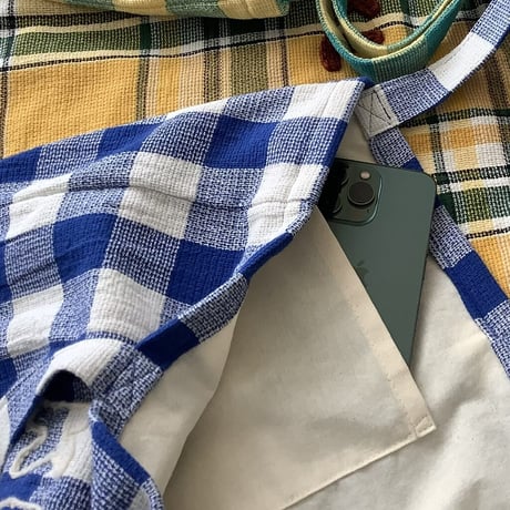 KLAR CHECK TOTE / ピーコックグリーン＆レモンイエロー
