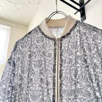 Damask Pattern Sheer Short Zip-JKT