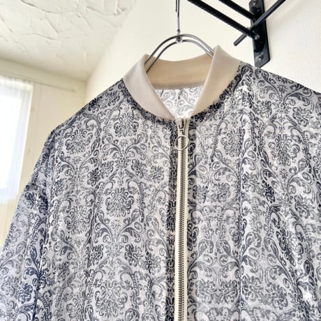 Damask Pattern Sheer Short Zip-JKT
