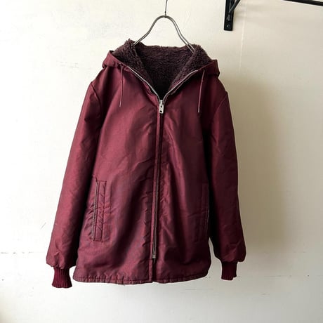 70's Vintage Boa & Nylon Reversible Design Hoodie