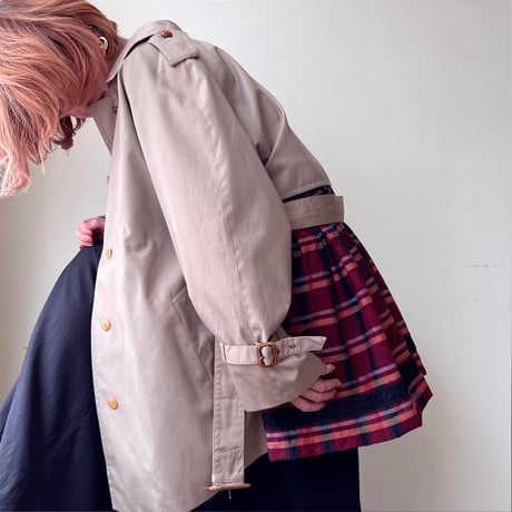 " Remake " Back Pleats Midi Trench Coat