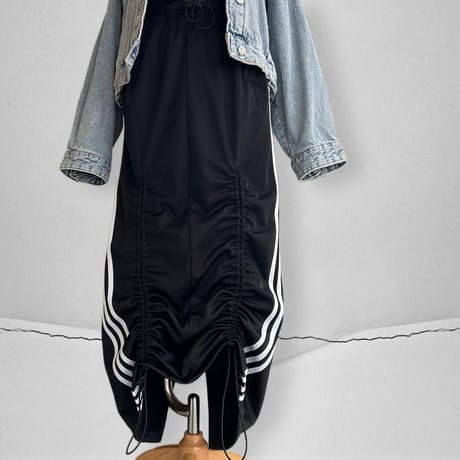 "remake" Drawstring Line Design Long Track Skirt