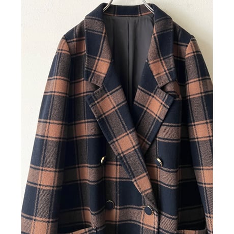 Plaid Pattern Melton Wool Big JKT Coat