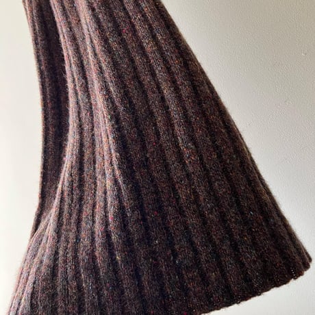 Vintage High Turtle Neck Knit Sweater and Rib Knit Skirt "2piece-sets"
