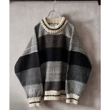 Vintage Border Pattern Hand Knit Sweater (hand made in Ecuador)