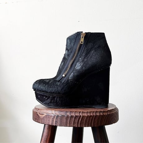 Old DIESEL Side Zip Design Black Furブーティー