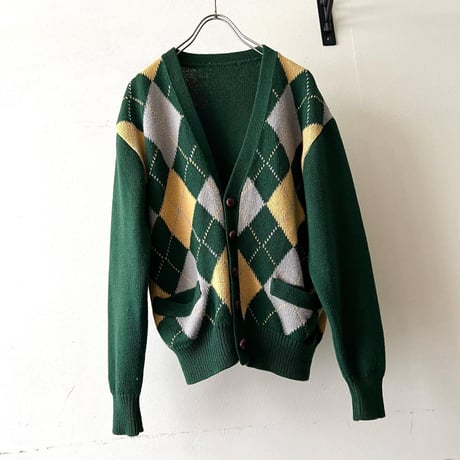Vintage Argyle Pattern Knit Cardigan