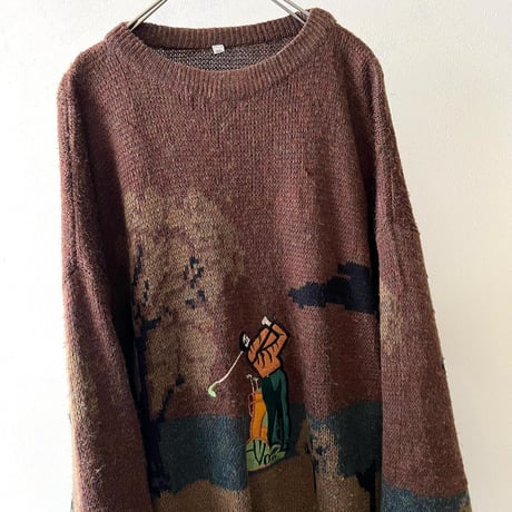90's Euro Golfer Design Knit Sweater