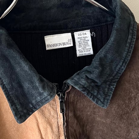 Vintage Suede Patchwork Design Combi-knit JKT