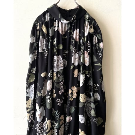 Flower Pattern No Sleeve Low Waist Long Dress