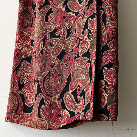 Vintage Paisley Pattern Long Wrap Skirt