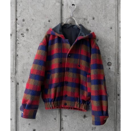 Vintage Plaid Pattern Wool Zip Hoodie