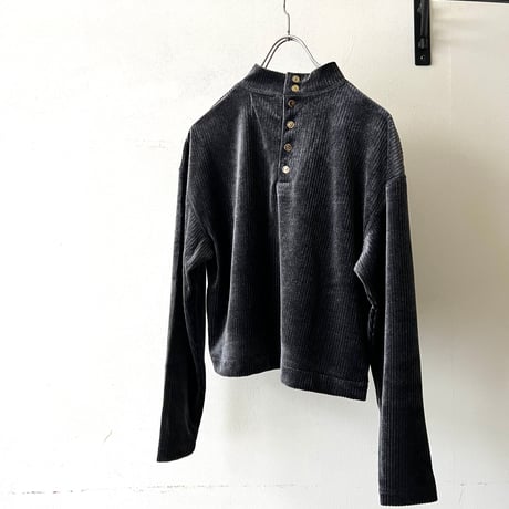 80-90's Embroidery Logo Short Velours Top
