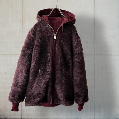 70's Vintage Boa & Nylon Reversible Design Hoodie