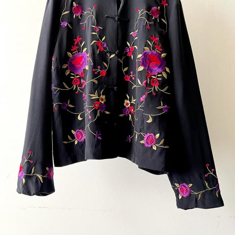 Vintage Embroidery Design Silk China Shirt JKT