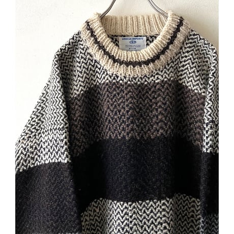 Vintage Border Pattern Hand Knit Sweater (hand made in Ecuador)