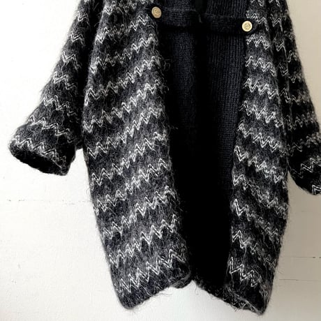 Vintage "Giza giza" Pattern Shaggyニットガウン