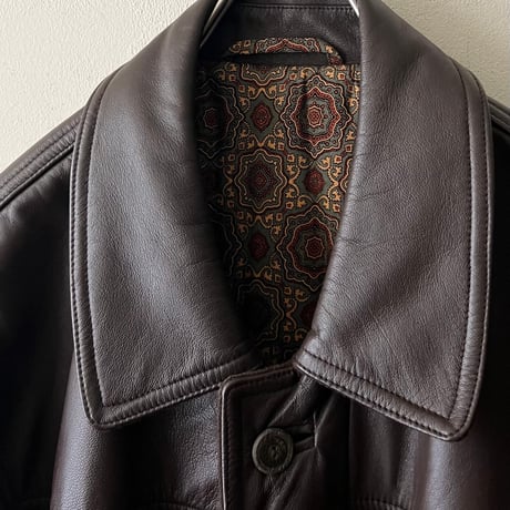 Vintage Fake Leather & Melton Wool Design Half Coat